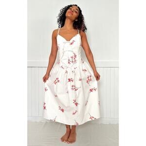 New Naya Rea white cherry midi Milana Dress SZ 12  $495